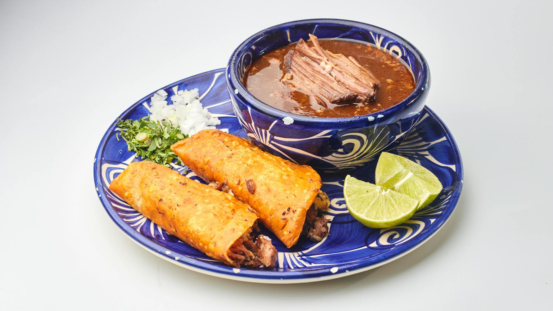 Beef Birria Quesatacos with Consomme
