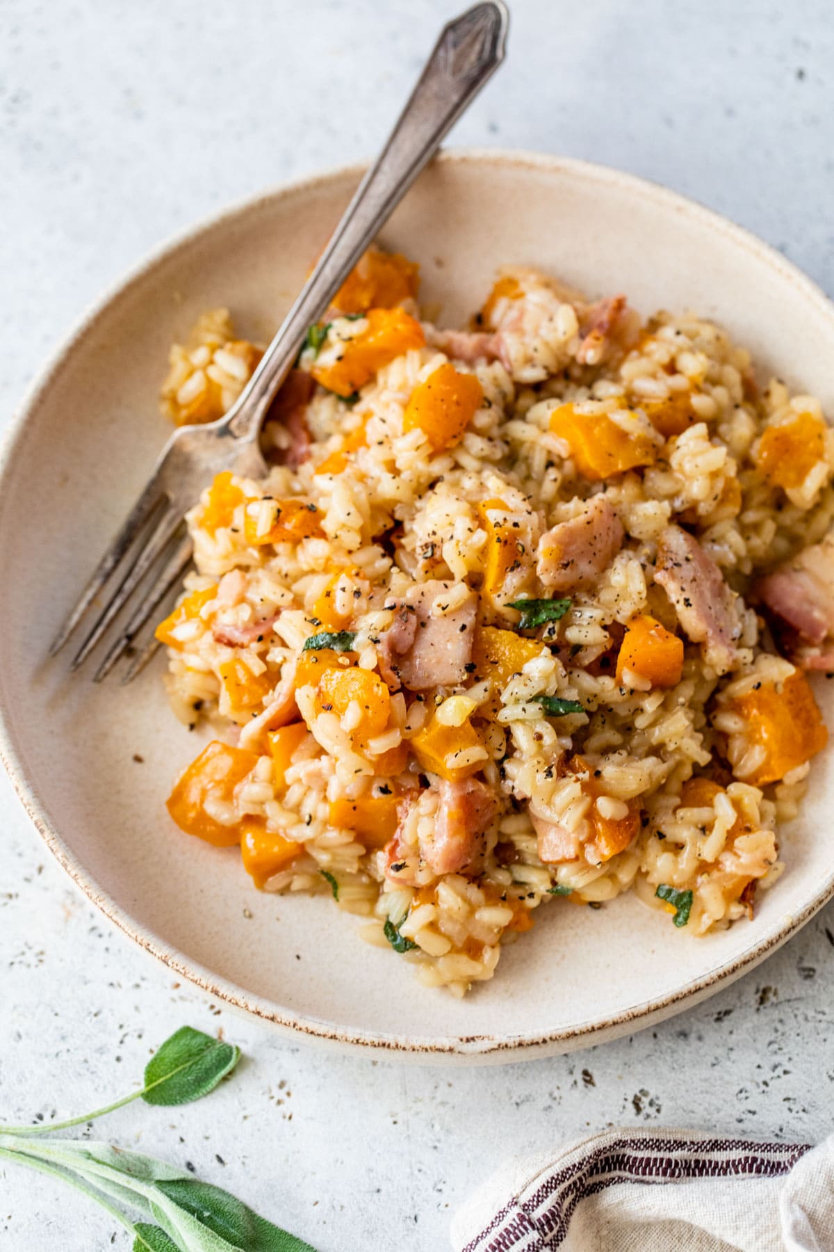 Butternut Squash Risotto with Brown Butter, Sage, and Parmesan