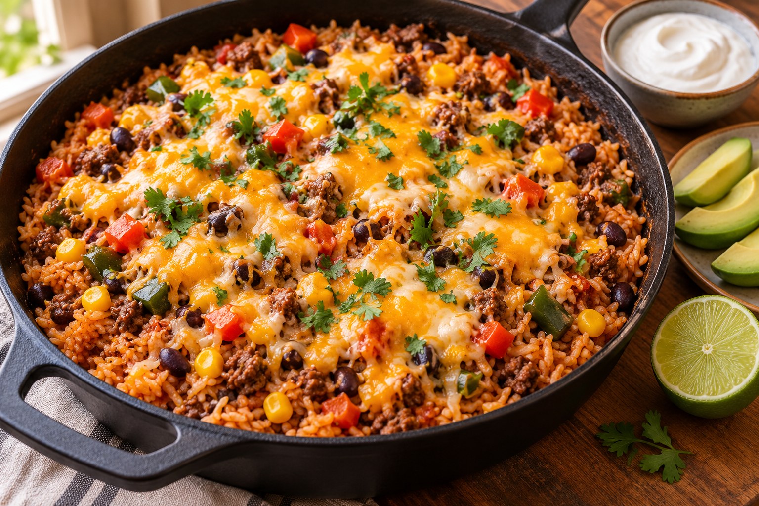 Cheesy Mexican Beef and Rice Skillet (Rice Cooker Method)