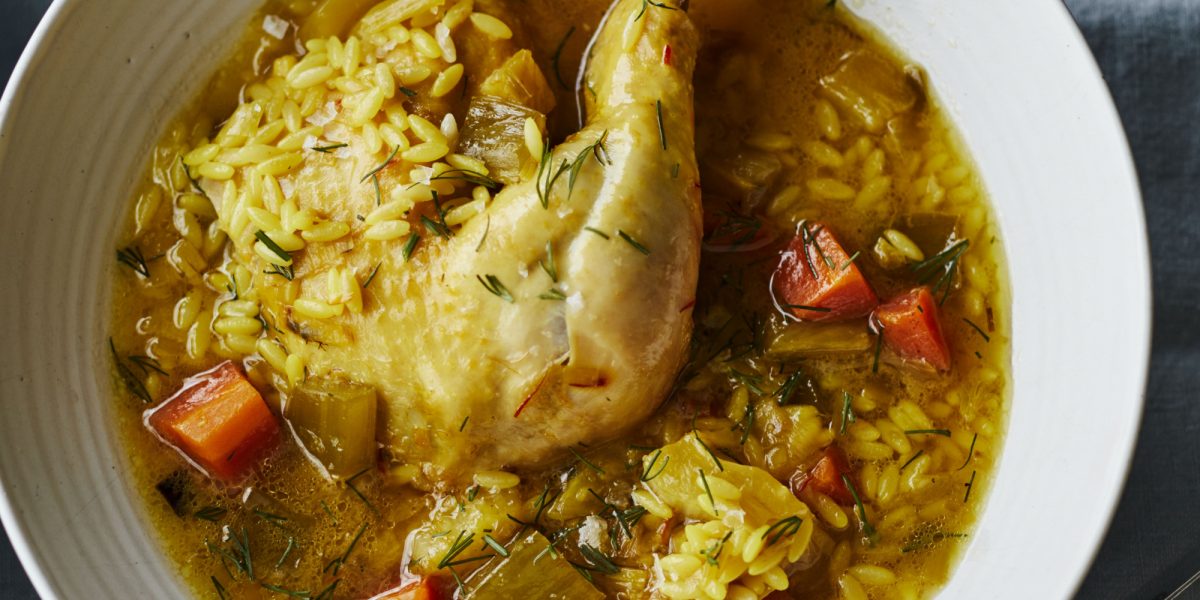 Ina's Chicken in a Pot with Orzo, Saffron, and Dill
