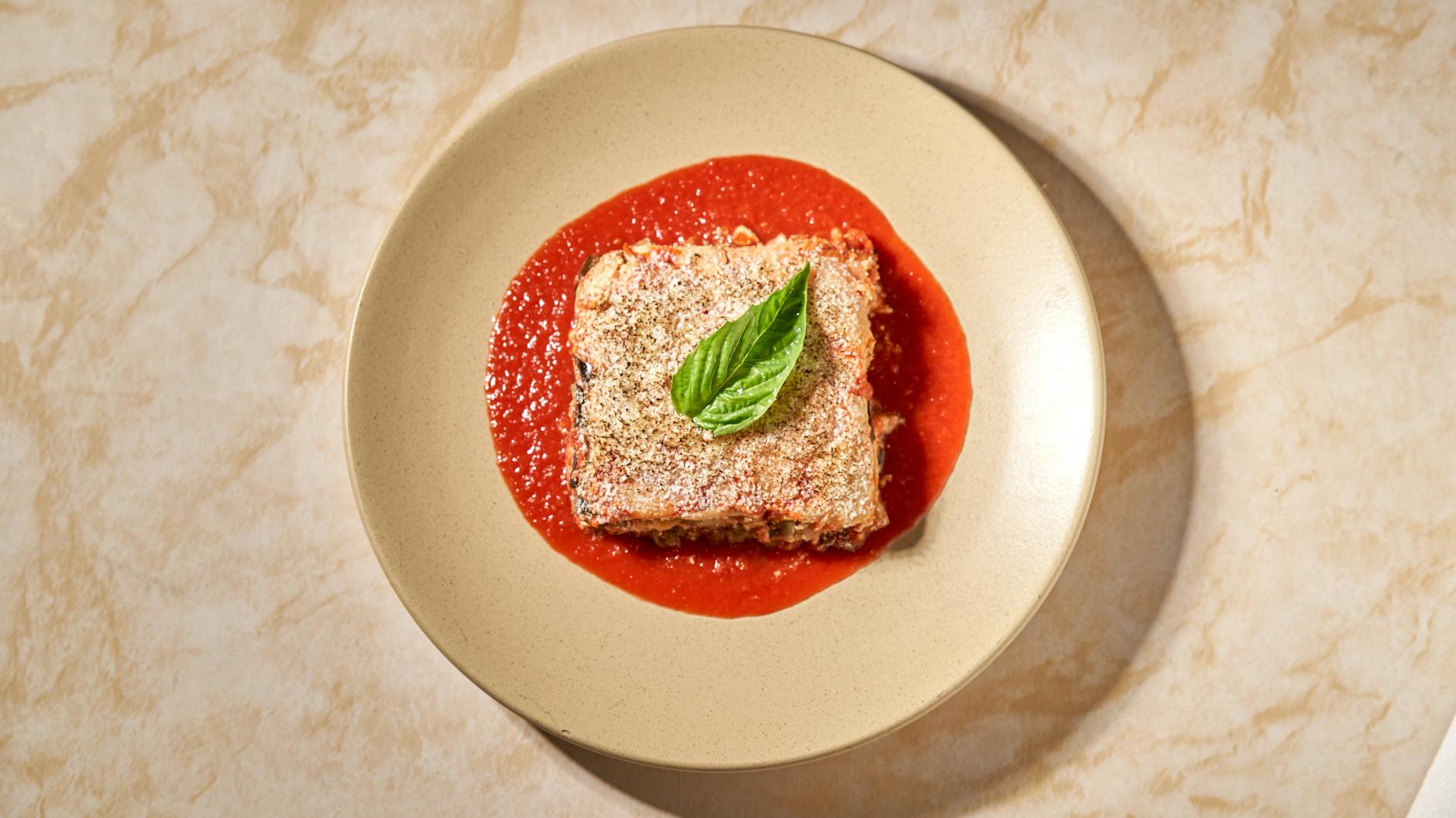 Melanzane alla Parmigiana with Crisp-Fried Eggplant and Basil