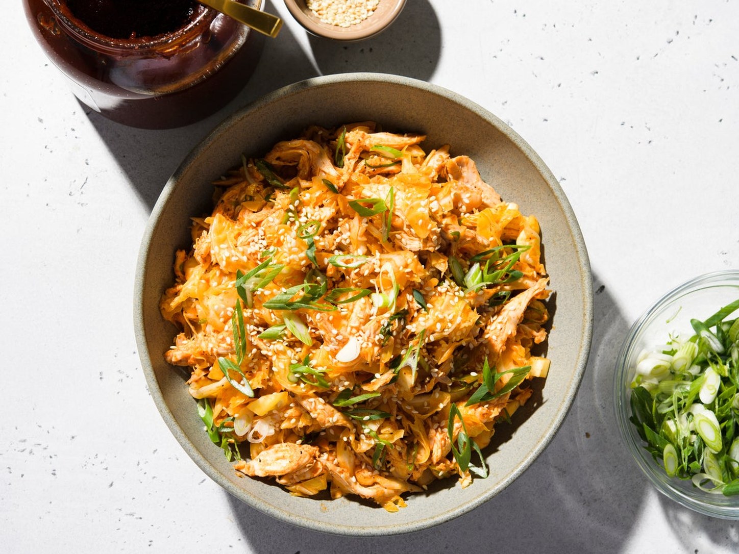 Gochujang Kimchi Chicken Salad with Sesame Vinaigrette