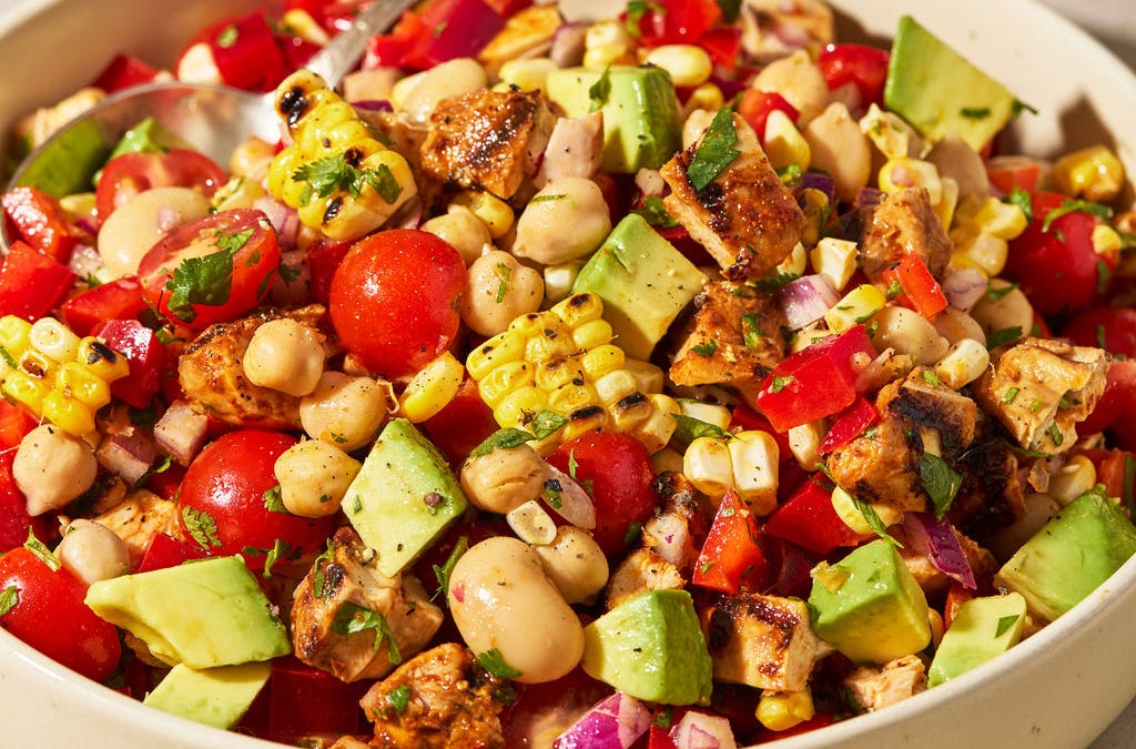Grilled Chipotle Chicken and Corn Dense Bean Salad