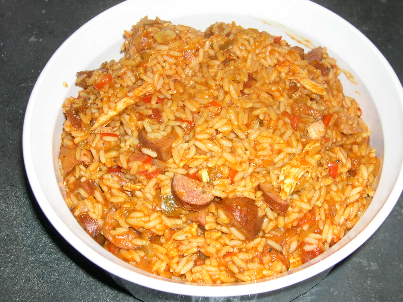 Creole Red Jambalaya with Chicken, Andouille, and Shrimp