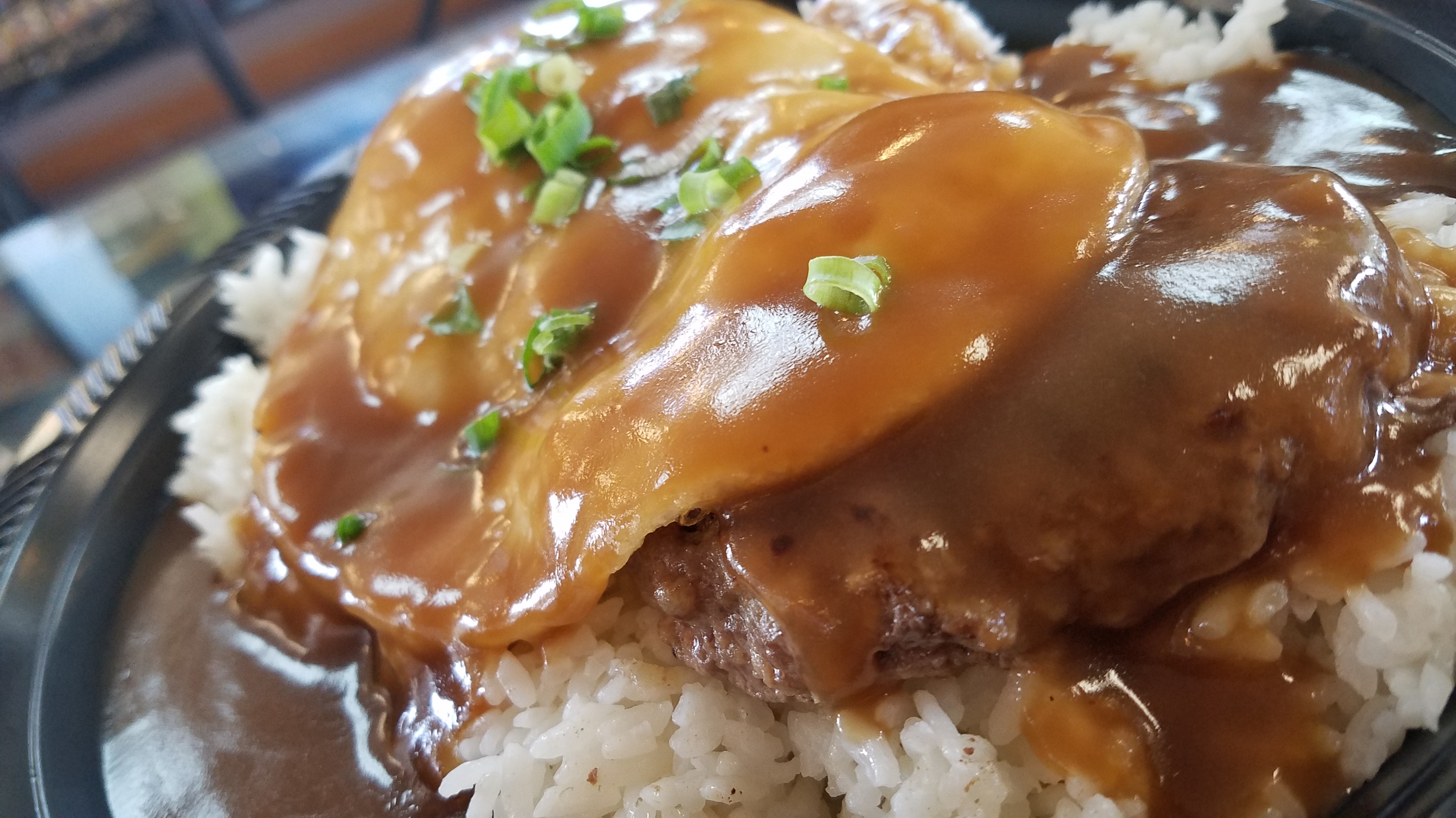 Hawaiian Loco Moco with Mushroom Gravy