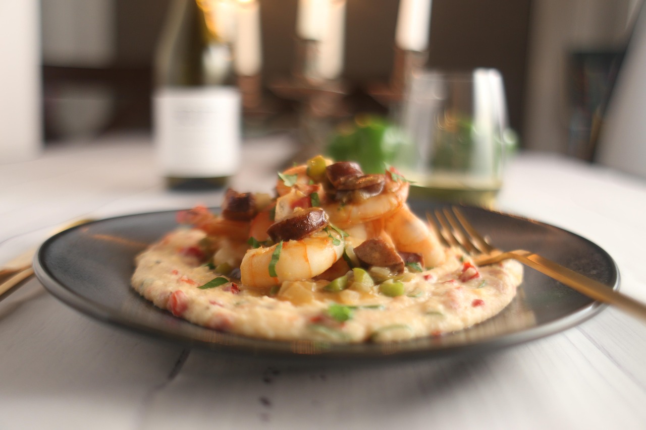 Lowcountry Shrimp and Grits with Bacon, Scallions, and Cheddar