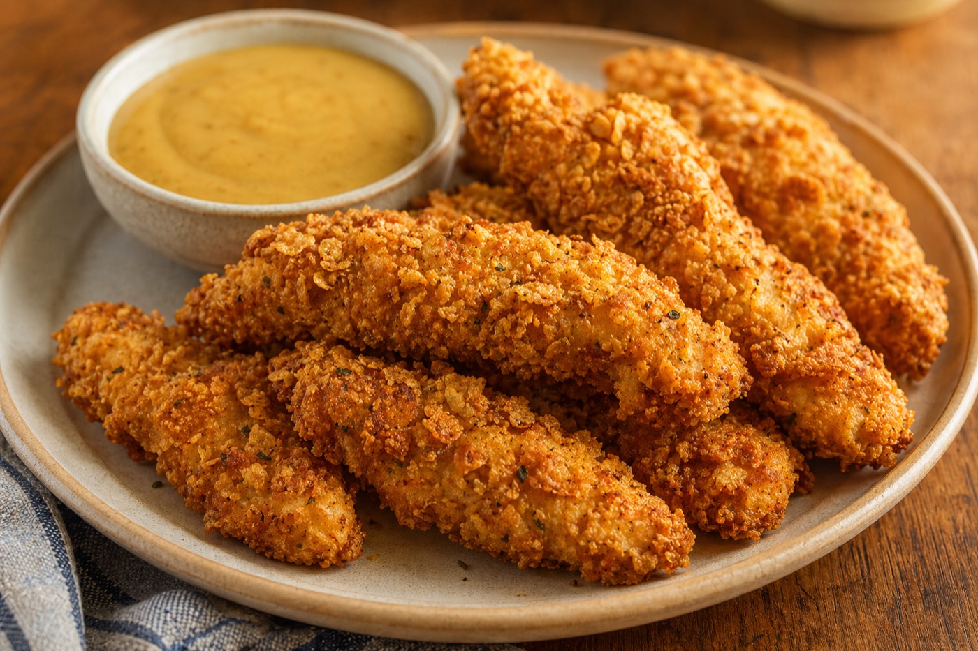 Oven-Fried Chicken Fingers with Honey-Mustard Dipping Sauce