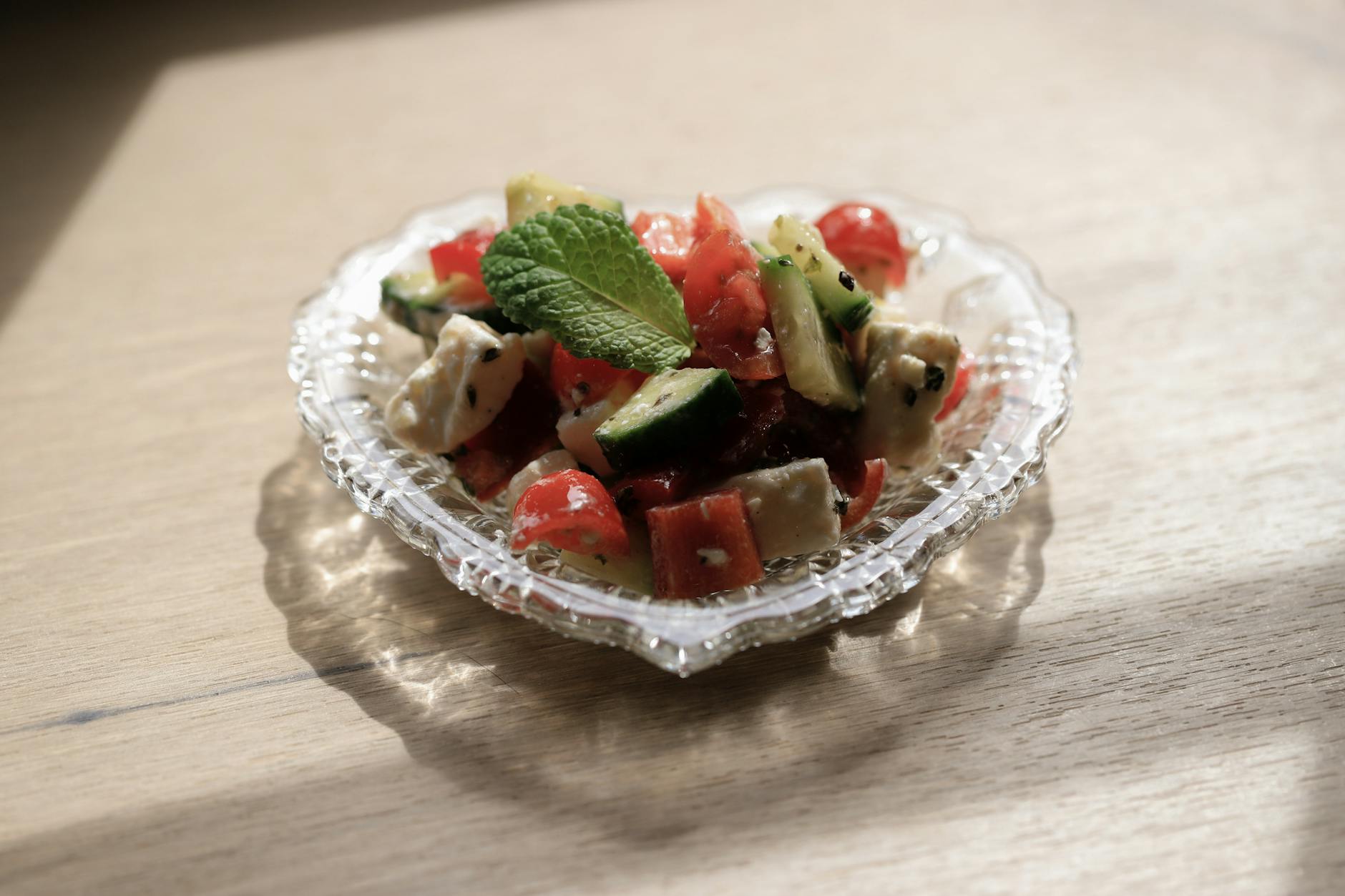 Persian Shirazi Salad with Cucumber, Tomato, and Mint